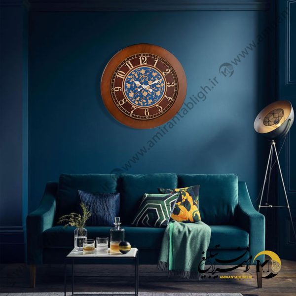ساعت دیواری چوبی قهوه ای مدل آبی پارسی